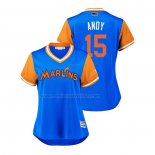 Camiseta Beisbol Mujer Miami Marlins Brian Anderson 2018 LLWS Players Weekend Andy Azul