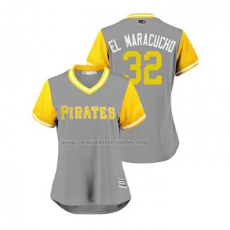 Camiseta Beisbol Mujer Pittsburgh Pirates Elias Diaz 2018 LLWS Players Weekend El Maracucho Gris