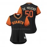 Camiseta Beisbol Mujer San Francisco Giants Ty Blach 2018 LLWS Players Weekend The Preacher Negro