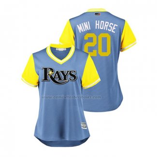 Camiseta Beisbol Mujer Tampa Bay Rays Tyler Glasnow 2018 LLWS Players Weekend Mini Horse Azul