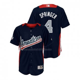 Camiseta Beisbol Nino All Star 2018 George Springer Primera Run Derby American League Azul