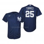 Camiseta Beisbol Nino New York Yankees Gleyber Torres Replica Alterno Azul
