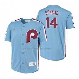 Camiseta Beisbol Nino Philadelphia Phillies Jim Bunning Cooperstown Collection Road Azul