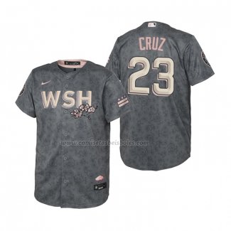 Camiseta Beisbol Nino Washington Nationals Nelson Cruz 2022 City Connect Replica Gris