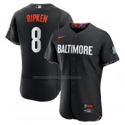 Camiseta Beisbol Hombre Baltimore Orioles Cal Ripken 2023 City Connect Autentico Negro