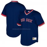 Camiseta Beisbol Hombre Boston Red Sox Mitchell & Ness Big & Tall Cooperstown Collection Mesh Wordmark V-Neck Azul