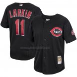 Camiseta Beisbol Hombre Cincinnati Reds Barry Larkin Mitchell & Ness Cooperstown Collection Batting Practice Negro