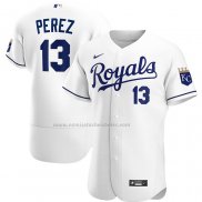 Camiseta Beisbol Hombre Kansas City Royals Salvador Perez Primera Autentico Blanco