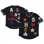 Camiseta Beisbol Hombre Negro League Baseball Rings & Crwns Mesh Replica V-Neck Negro