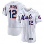 Camiseta Beisbol Hombre New York Mets Francisco Lindor Primera Autentico Blanco
