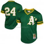 Camiseta Beisbol Hombre Oakland Athletics Rickey Henderson Mitchell & Ness 1991 Cooperstown Mesh Batting Practice Verde