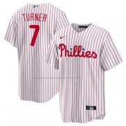 Camiseta Beisbol Hombre Philadelphia Phillies Trea Turner Primera Replica Blanco