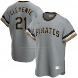 Camiseta Beisbol Hombre Pittsburgh Pirates Roberto Clemente Road Cooperstown Collection Gris