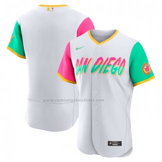 Camiseta Beisbol Hombre San Diego Padres 2022 City Connect Autentico Blanco