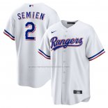 Camiseta Beisbol Hombre Texas Rangers Marcus Semien Primera Replica Blanco