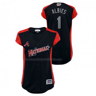 Camiseta Beisbol Mujer All Star 2019 Atlanta Braves Ozzie Albies Workout National League Azul