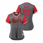 Camiseta Beisbol Mujer Cincinnati Reds Phillip Ervin 2018 LLWS Players Weekend Magic Gris