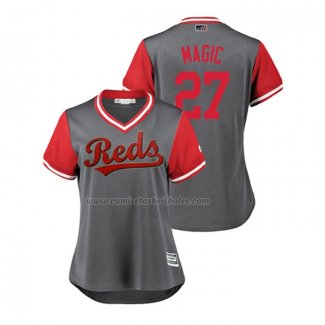 Camiseta Beisbol Mujer Cincinnati Reds Phillip Ervin 2018 LLWS Players Weekend Magic Gris