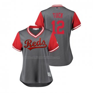 Camiseta Beisbol Mujer Cincinnati Reds Preston Tucker 2018 LLWS Players Weekend Tuck Gris