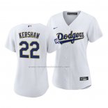 Camiseta Beisbol Mujer Los Angeles Dodgers Clayton Kershaw 2021 Gold Program Replica Blanco