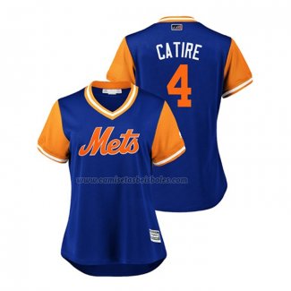 Camiseta Beisbol Mujer New York Mets Wilmer Flores 2018 LLWS Players Weekend Catire Azul