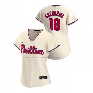 Camiseta Beisbol Mujer Philadelphia Phillies Didi Gregorius Replica Alterno 2020 Crema