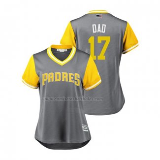 Camiseta Beisbol Mujer San Diego Padres A.j. Ellis 2018 LLWS Players Weekend Dad Gris