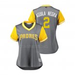 Camiseta Beisbol Mujer San Diego Padres Jose Pirela 2018 LLWS Players Weekend Aguila Negra Gris