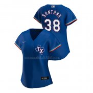 Camiseta Beisbol Mujer Texas Rangers Danny Santana Replica Alterno 2020 Azul