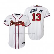 Camiseta Beisbol Nino Atlanta Braves Ronald Acuna Jr. 2022 Gold Program Replica Blanco