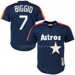 Camiseta Beisbol Hombre Houston Astros Craig Biggio Mitchell & Ness Cooperstown Mesh Batting Practice Azul