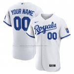 Camiseta Beisbol Hombre Kansas City Royals Autentico Personalizada Blanco