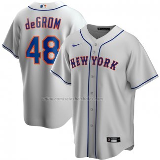 Camiseta Beisbol Hombre New York Mets Jacob deGrom Road Replica Gris