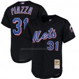 Camiseta Beisbol Hombre New York Mets Mike Piazza Mitchell & Ness Cooperstown Collection Mesh Batting Practice Negro
