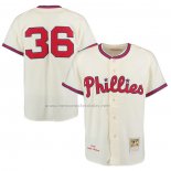 Camiseta Beisbol Hombre Philadelphia Phillies Robin Roberts Mitchell & Ness 1948 Autentico Retro Crema