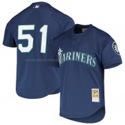 Camiseta Beisbol Hombre Seattle Mariners Ichiro Suzuki Mitchell & Ness Cooperstown Collection Mesh Batting Practice Azul