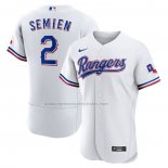 Camiseta Beisbol Hombre Texas Rangers Marcus Semien Primera Autentico Blanco
