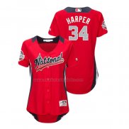 Camiseta Beisbol Mujer All Star 2018 Bryce Harper Primera Run Derby National League Rojo