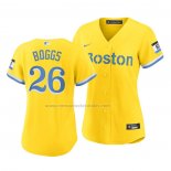 Camiseta Beisbol Mujer Boston Red Sox Wade Boggs 2021 City Connect Replica Oro