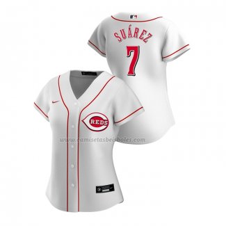 Camiseta Beisbol Mujer Cincinnati Reds Eugenio Suarez Replica Primera 2020 Blanco