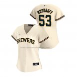 Camiseta Beisbol Mujer Milwaukee Brewers Brandon Woodruff Replica Primera 2020 Crema