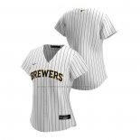 Camiseta Beisbol Mujer Milwaukee Brewers Replica Alterno 2020 Blanco