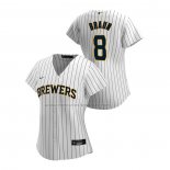 Camiseta Beisbol Mujer Milwaukee Brewers Ryan Braun Replica Primera 2020 Blanco