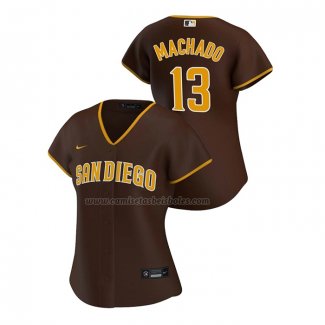 Camiseta Beisbol Mujer San Diego Padres Manny Machado Replica Road 2020 Marron