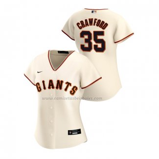 Camiseta Beisbol Mujer San Francisco Giants Brandon Crawford Replica Primera 2020 Crema