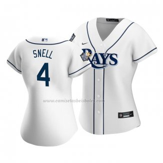 Camiseta Beisbol Mujer Tampa Bay Rays Blake Snell Primera Replica Blanco