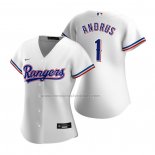 Camiseta Beisbol Mujer Texas Rangers Elvis Andrus Replica Primera Blanco