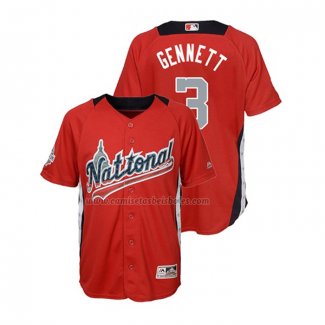 Camiseta Beisbol Nino All Star 2018 Scooter Gennett Primera Run Derby National League Rojo