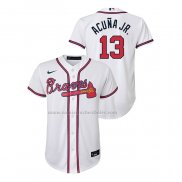 Camiseta Beisbol Nino Atlanta Braves Ronald Acuna Jr. Replica Primera Blanco