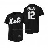 Camiseta Beisbol Nino New York Mets Francisco Lindor Replica Negro